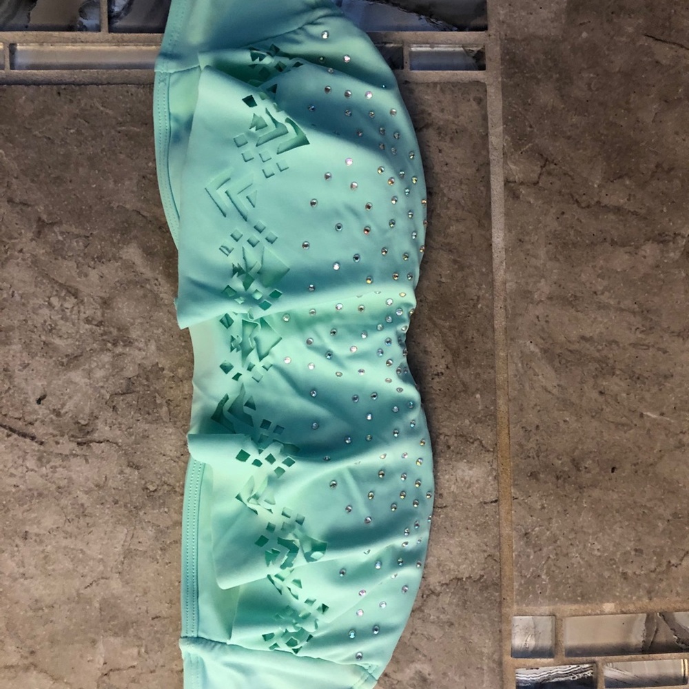 Teal strapless bikini top